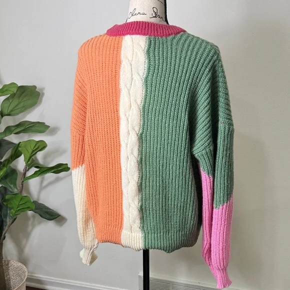 ALTER’D STATE Colorful Patchwork Women's Cozy Sweater Color Block Boho Size S - Picture 6 of 8